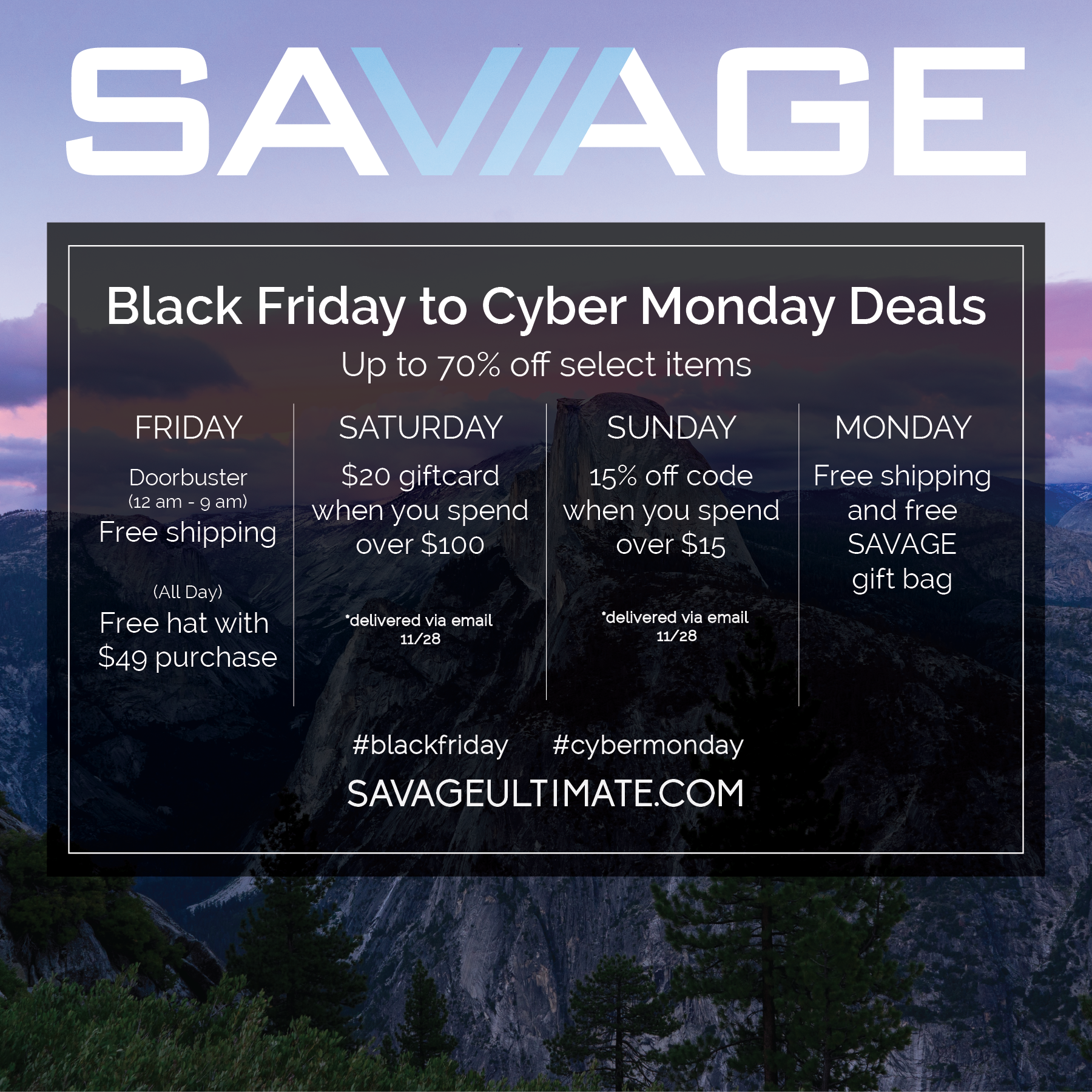 Black Friday to Cyber Monday Sales